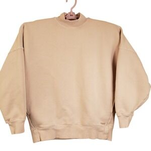 Aritzia Tna Cozy Fleece Size 1 Small Boyfriend Crew Sweatshirt Pale Pink Slouchy